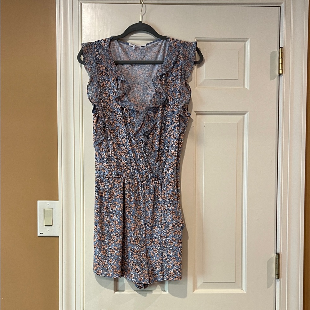 BCBGeneration Blue Floral Ruffle romper